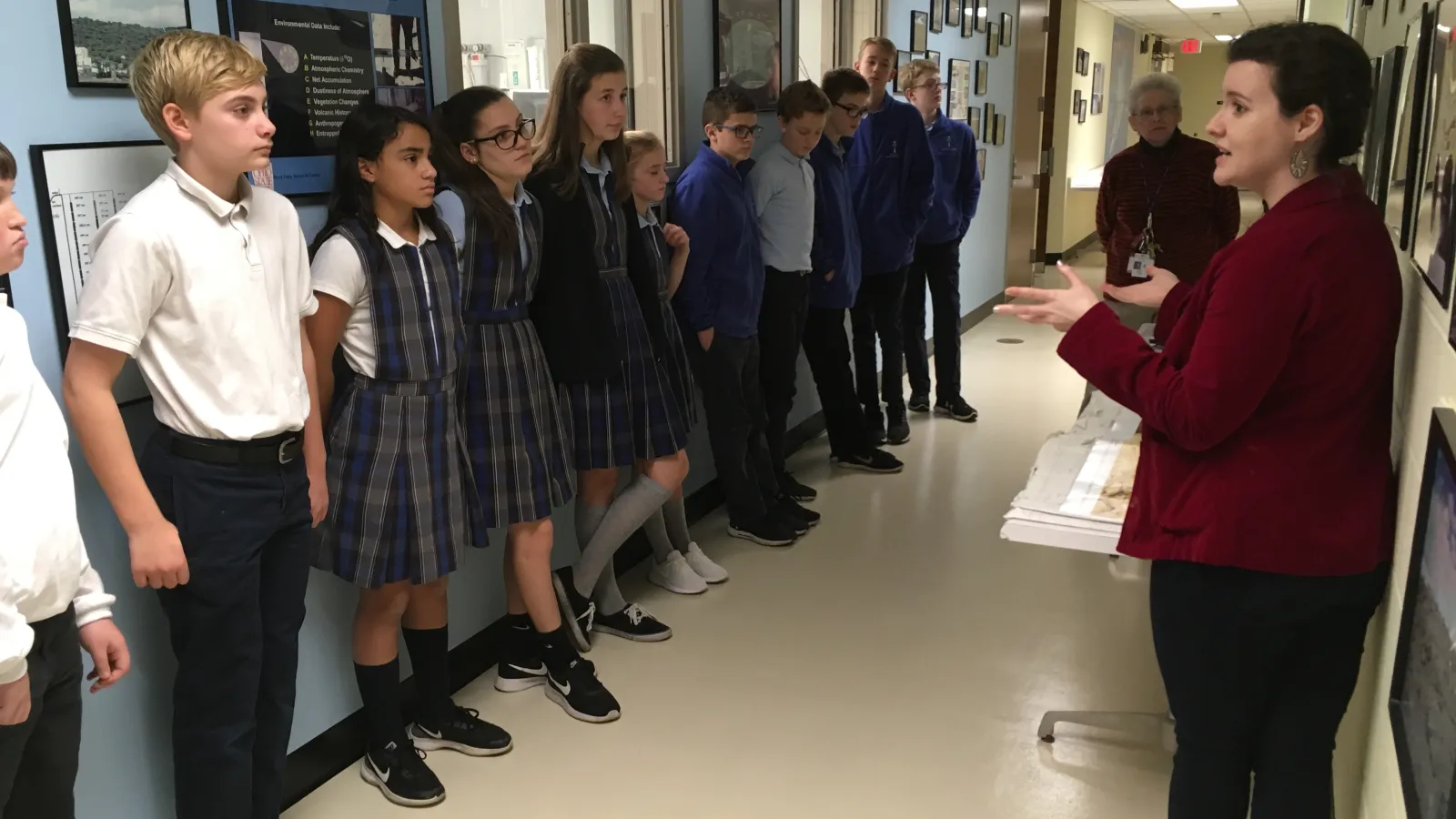 Byrd staff giving a tour to a group of school students