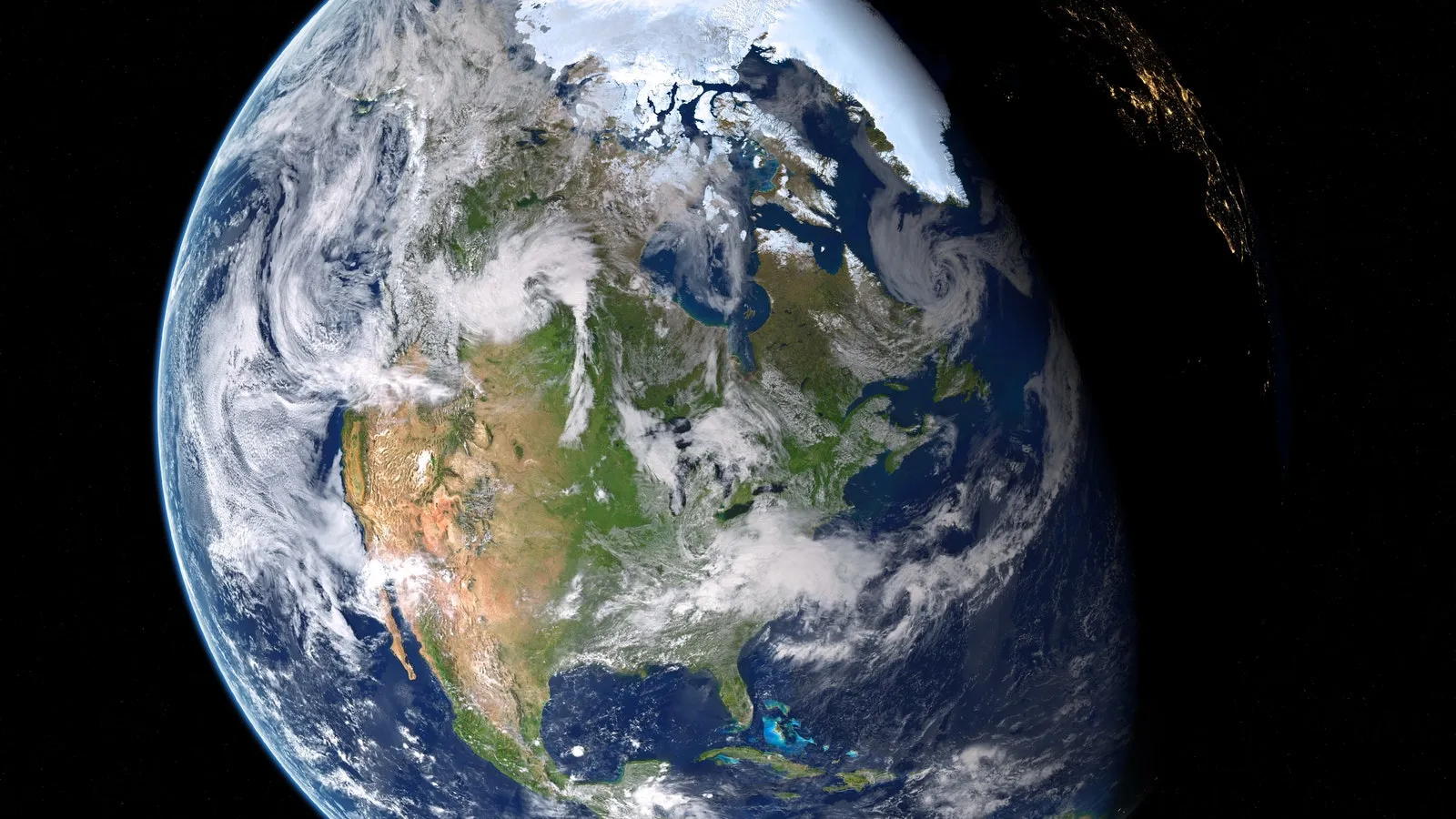 Earth from space partially dark