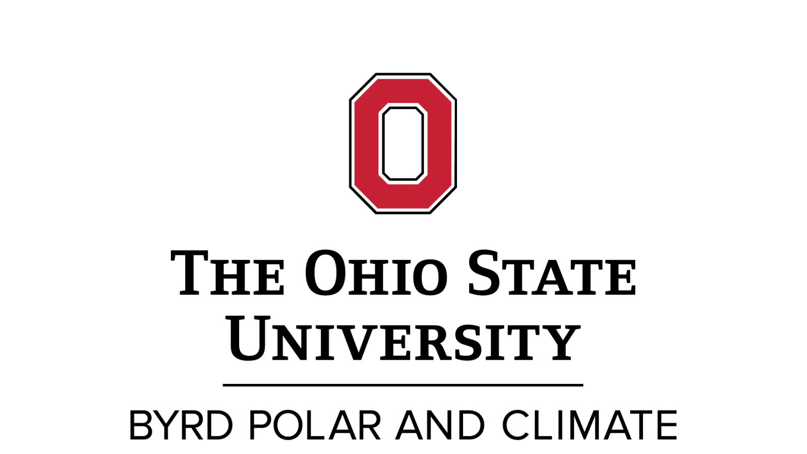 Byrd Center Logo stacked with red letter block O