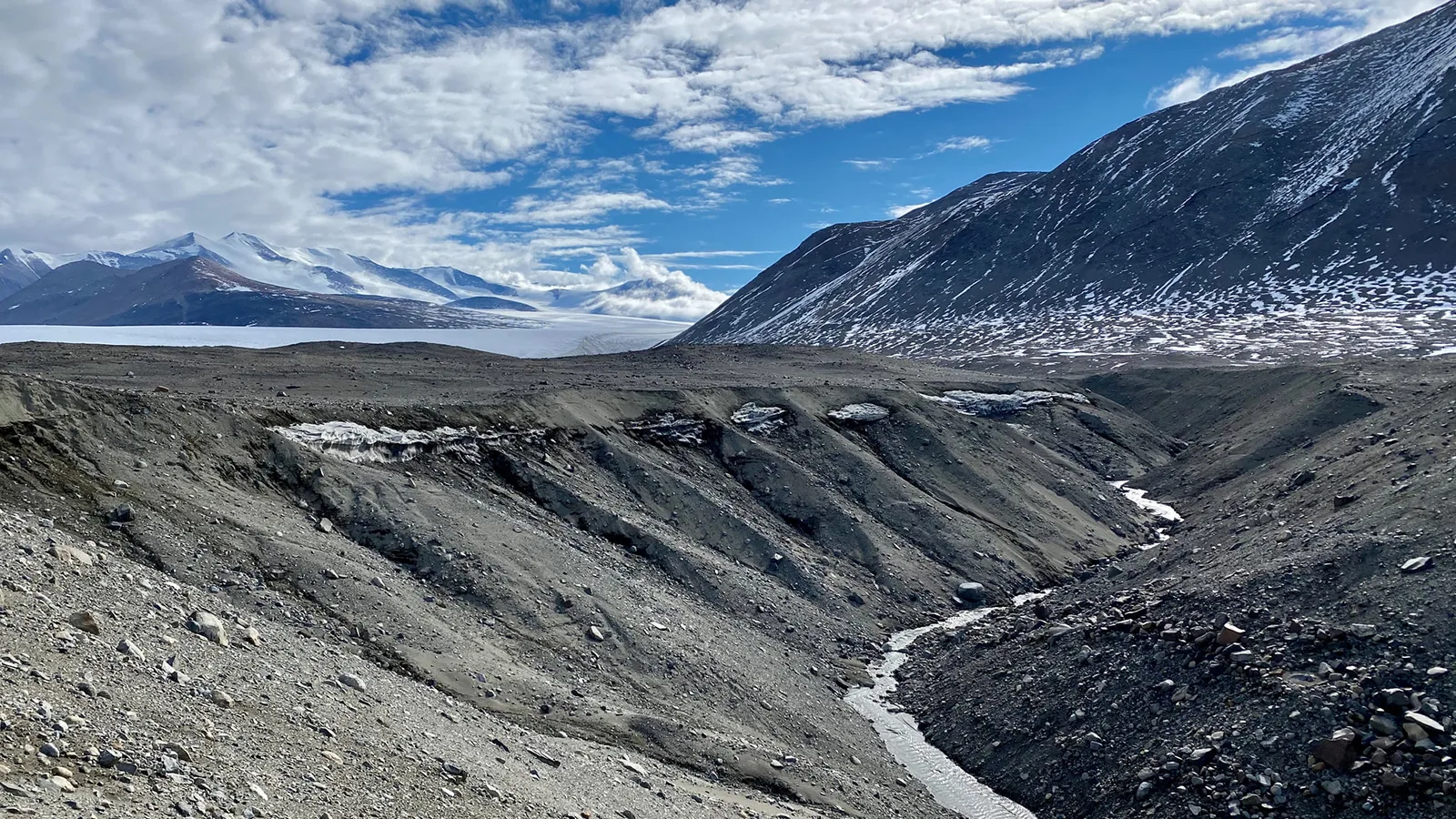 Landscape of mountains cover slightly in snow