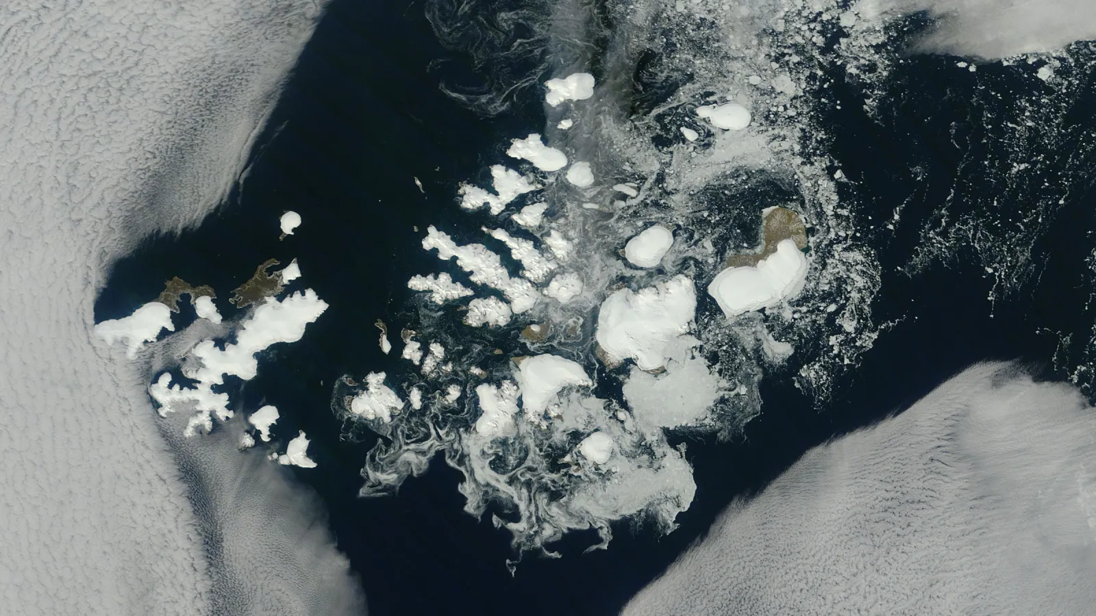 Satellite view of the Franz Josef Land archipelago