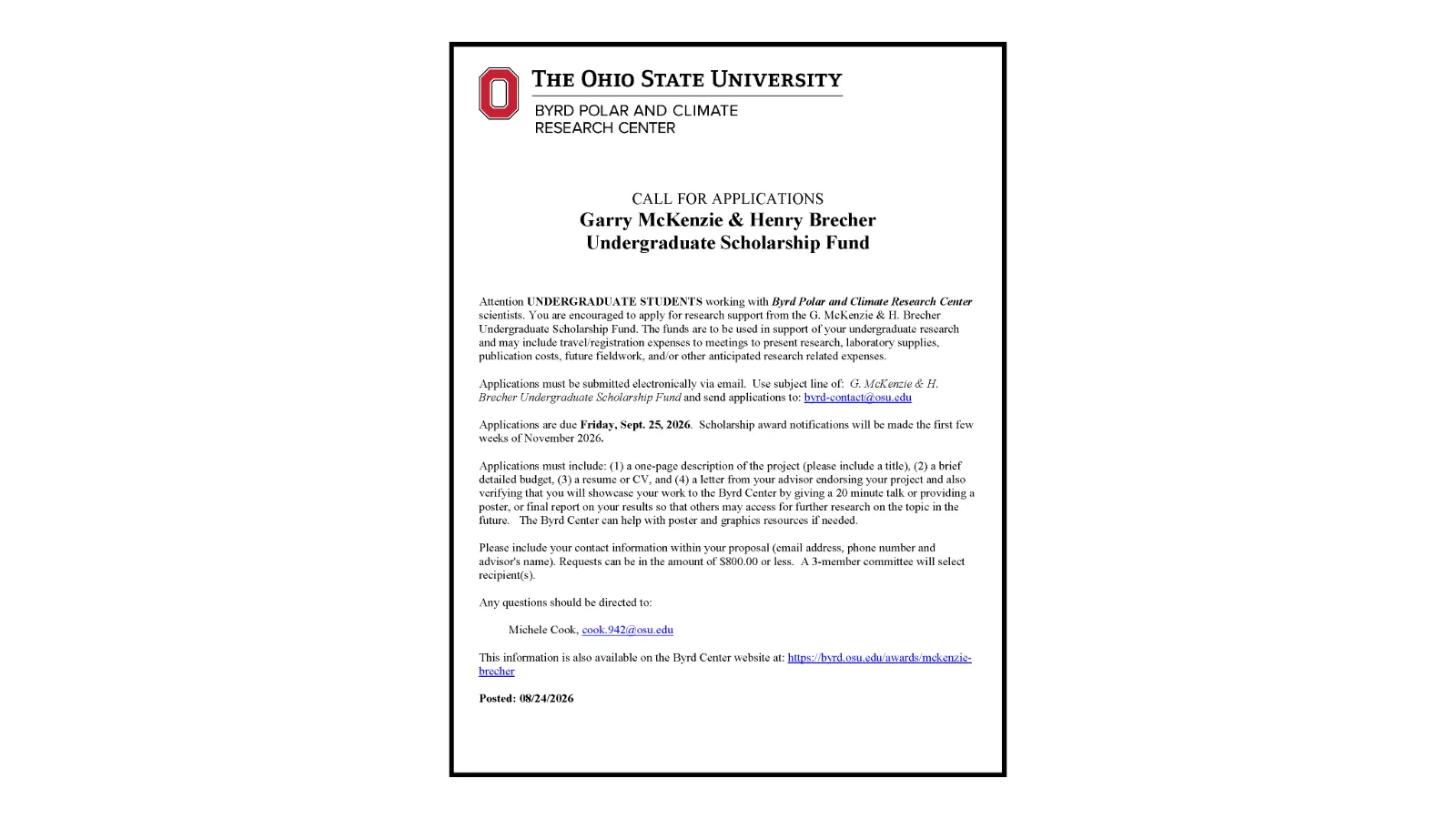 McKenzie Brecher Scholarship Flyer