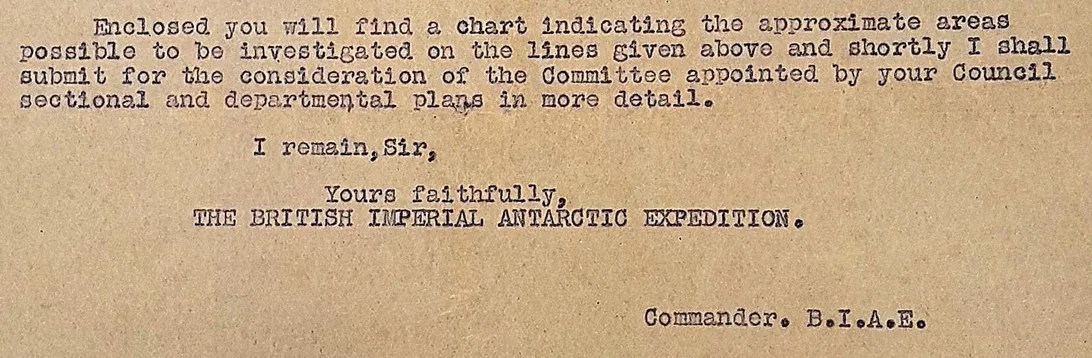 Typed letter excerpt on aged paper.