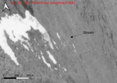 Ariel photo of Greenland showcasing surface meltwater features